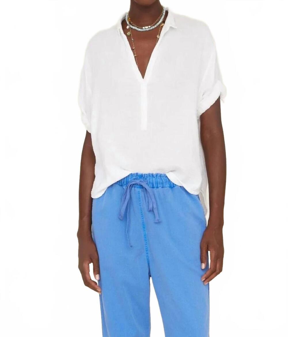 NEW XIRENA cruz v-neck henley top in white